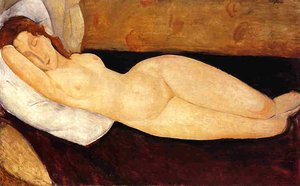 Reclining Nude, Head Resting On Right Arm (also Known As Nude On A Couch) — Amedeo Clemente Modigliani, Expressionism