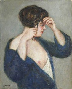 Portrait Of A Lady In Navy Blue — Georges Van Houten