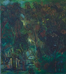 Gateway And Three Figures Among Trees, Bali — Arie Smit
