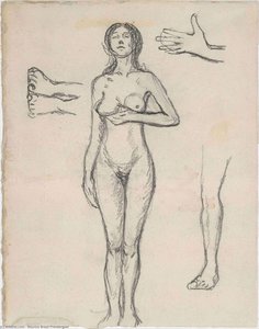 Standing Nude Woman And Studies Of A Hand, Leg, And Feet — Maurice Brazil Prendergast