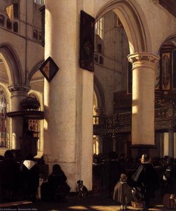 Interior Of A Protestant Gothic Church (detail) — Emanuel De Witte, Dutch Golden Age