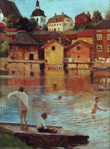 Boys Swimming In The Porvoo River — Albert Edelfelt, Realism