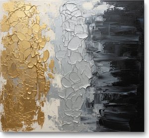 Vergoldete Fragmente Und Schattierte Leeren: Eine Monumentale Studie In Taktilem Gold Und Holzkohle — David Moreau, Zeitgenössische Abstraktion