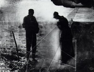 Stereoscopic Composition, Based On Millet's 'angelus' (unfinished), Circa 1978 — Salvador Dalí, Surrealist Painting