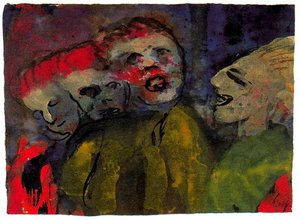 Grotesque Figures (red, Yellow, Green) — Emile Nolde