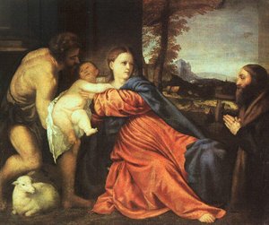 Holy Family And Donor — Tiziano, High Renaissance