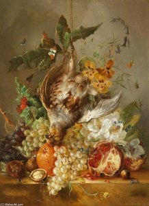 Still Life With Dead Bird, Fruit And Flowers — Jan Van Os