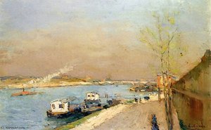 Quay On The Seine Spring Morning — Albert-charles Lebourg