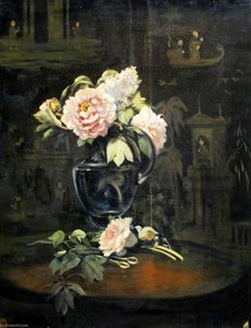 Purple Jug and Three Peonies