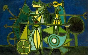 Composition With Blue Background — Oscar Dominguez