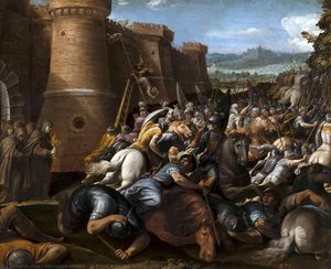 St Clare with the Scene of the Siege of Assisi