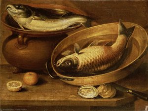 Still Life Of Fish And Lemons