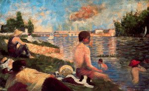 Final Study For Bathers, Asnières — Georges Seurat, Impressionism