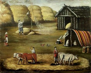 Threshing Yard. Evening. — Niko Pirosmani