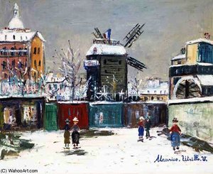 Le Moulin De La Galette Sous La Neige, Montmartre — Maurice Utrillo