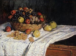 Fruit Basket With Apples And Grapes — Claude Monet, Impressionism