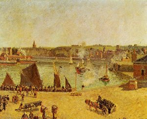 The Inner Harbor, Dieppe — Camille Pissarro, Impressionist Painting