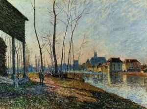 A February Morning At Moret Sur Loing — Alfred Sisley, Impressionism
