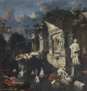 Classical Ruins with Diana and Nymphs Bathing