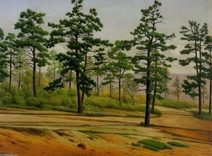 Pine Trees Along A Deserted Road — Levi Wells Prentice