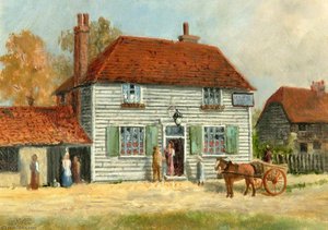 'the Leather Bottle', With Butcher's Shop On The Left As It Was In The 1880s — Charles Langton Lockton