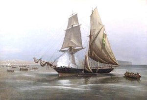 Hm Brig 'philomel Capturing The Slaver, Condor , Off The Coast Of West Africa, 1880 — Richard Brydges Beechey