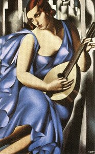 La Músico - Mujer En Azul Con Guitarra — Tamara De Lempicka