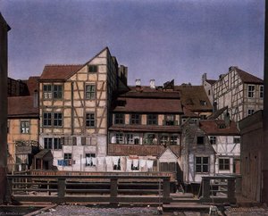 Houses At A Millrace — Ludwig Deppe