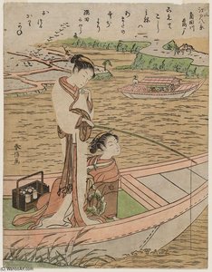 Descending Geese On The Sumida River — Suzuki Harunobu