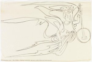 Flying Celestial (apsara) With Musical Instrument — Xie Zhiliu