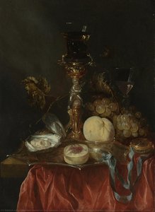 Still Life with Silver-Gilt Glass Holder, Abraham van Beyeren, c. 1654 - c. 1660