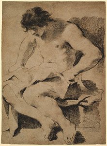 Study Of A Seated Young Man — Guercino
