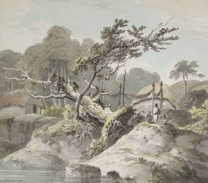 Village Near Naya Serai — Thomas Daniell
