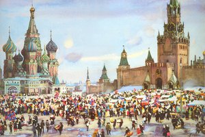 Palm Sunday Bazaar On Red Square — Konstantin Yuon