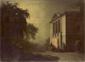 Villa Bellerive In Luzern Bei Mondschein — Robert Zund