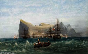 The British Fleet Off Gibraltar — Andrew Nicholl