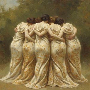 Ethereal Bond In Ochre And Ivory — Marc Duvallier, Impressionism