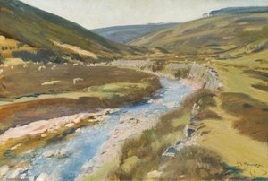 View Of Exmoor With Stream — Sir Alfred James Munnings