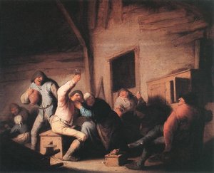 Carousing Peasants In A Tavern — Adriaen Van Ostade