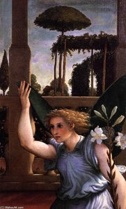 Annunciation (detail) — Lorenzo Lotto