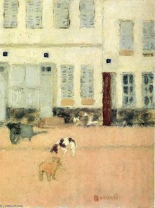 Street In Eragny-sur-oise Or Dogs In Eragny — Pierre Bonnard