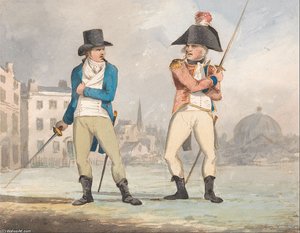 Caricature Of Two Men With Drawn Swords — John Sell Cotman