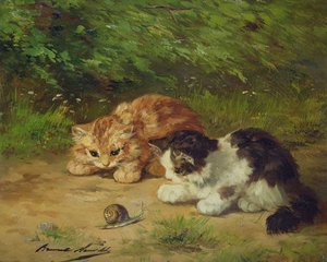 Kittens And Snail — Alphonse De Neuville