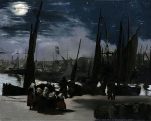 Clair De Lune Sur Le Port De Boulogne (moonlight Over The Port Of Boulogne), 1869 — Édouard Manet, Impressionistic Realism