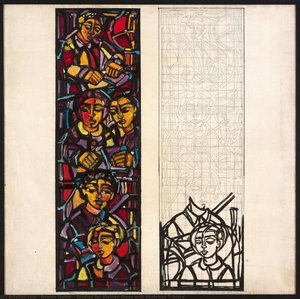 Studies For Stained Glass With Sketched Tracery — Roman Halter, Contemporary Realism