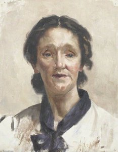 Portrait Of A Young Woman Wearing A White Shirt With A Blue Scarf — Beryl Fowler