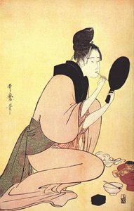 Courtesan Applying Lip Rouge — Kitagawa Utamaro, Ukiyo-e