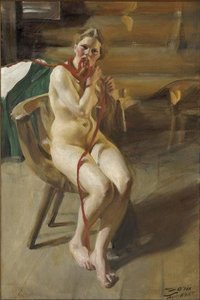 Nude Woman Arranging Her Hair — Anders Leonard Zorn, Impressionistic Realism