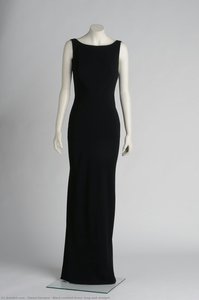 Black cocktail dress, long and straight
