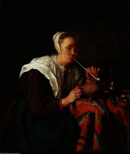 A Woman Seated Smoking A Pipe — Gabriel Metsu